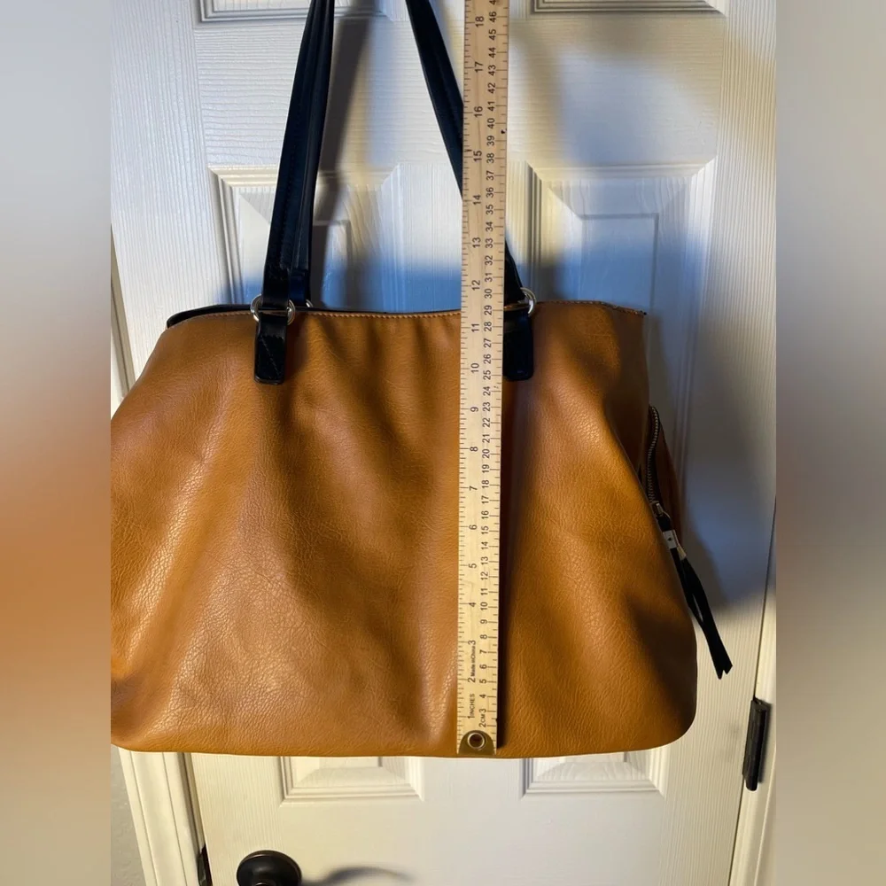 Sole Society Miller Over Vegan Tote Cognac Vegan Leather Tote